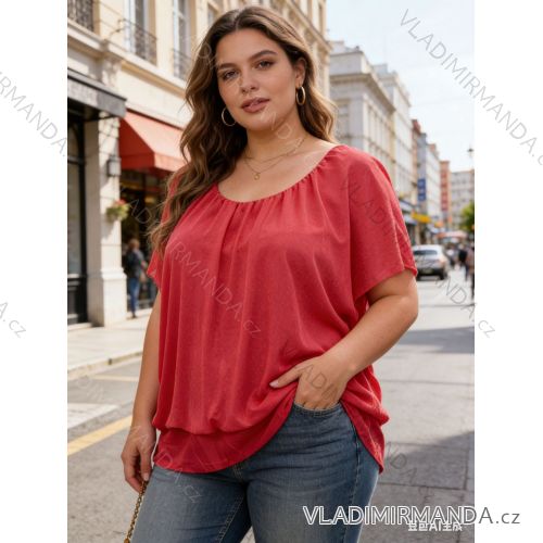 Blúzka krátky rukáv dámska nadrozmer (46/48/50 ONE SIZE) TALIANSKA MÓDA IM426021