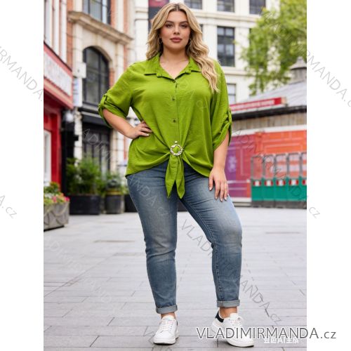 Košeľa klasik 3/4 dlhý rukáv dámska nadrozmer (54/56/58 ONE SIZE) TALIANSKA MÓDA IM426028