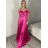 Šaty carmen dlhé na ramienka elegantné saténové dámske (S/M ONE SIZE) TALIANSKA MÓDA IMPBB22B22735/DR2 zlatá