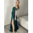 Šaty carmen dlhé na ramienka elegantné saténové dámske (S/M ONE SIZE) TALIANSKA MÓDA IMPBB22B22735/DR2 zlatá