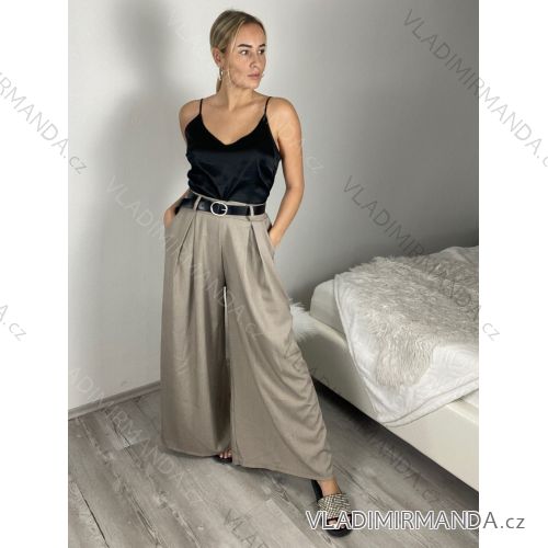 Nohavice dlhé elegantné s opaskom dámske (S/M/L ONE SIZE) TALIANSKA MÓDA IMC25434