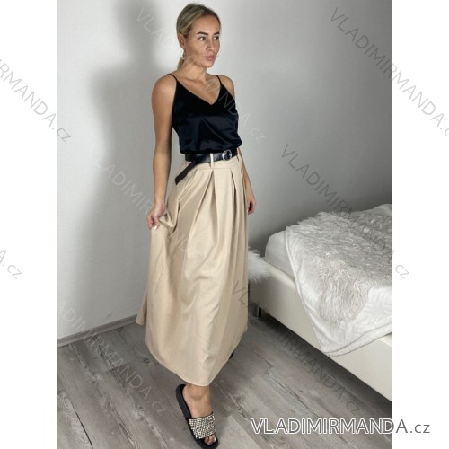 Sukňa dlhá s opaskom dámska (S/M/L ONE SIZE) TALIANSKA MÓDA IMSM26003/DU -   béžová -   S/M/L