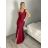 Šaty elegantné spoločenské dlhé na ramienka dámske MONA (S/M/L ONE SIZE) TALIANSKA MÓDA IM3251122/DR S/M/L červená