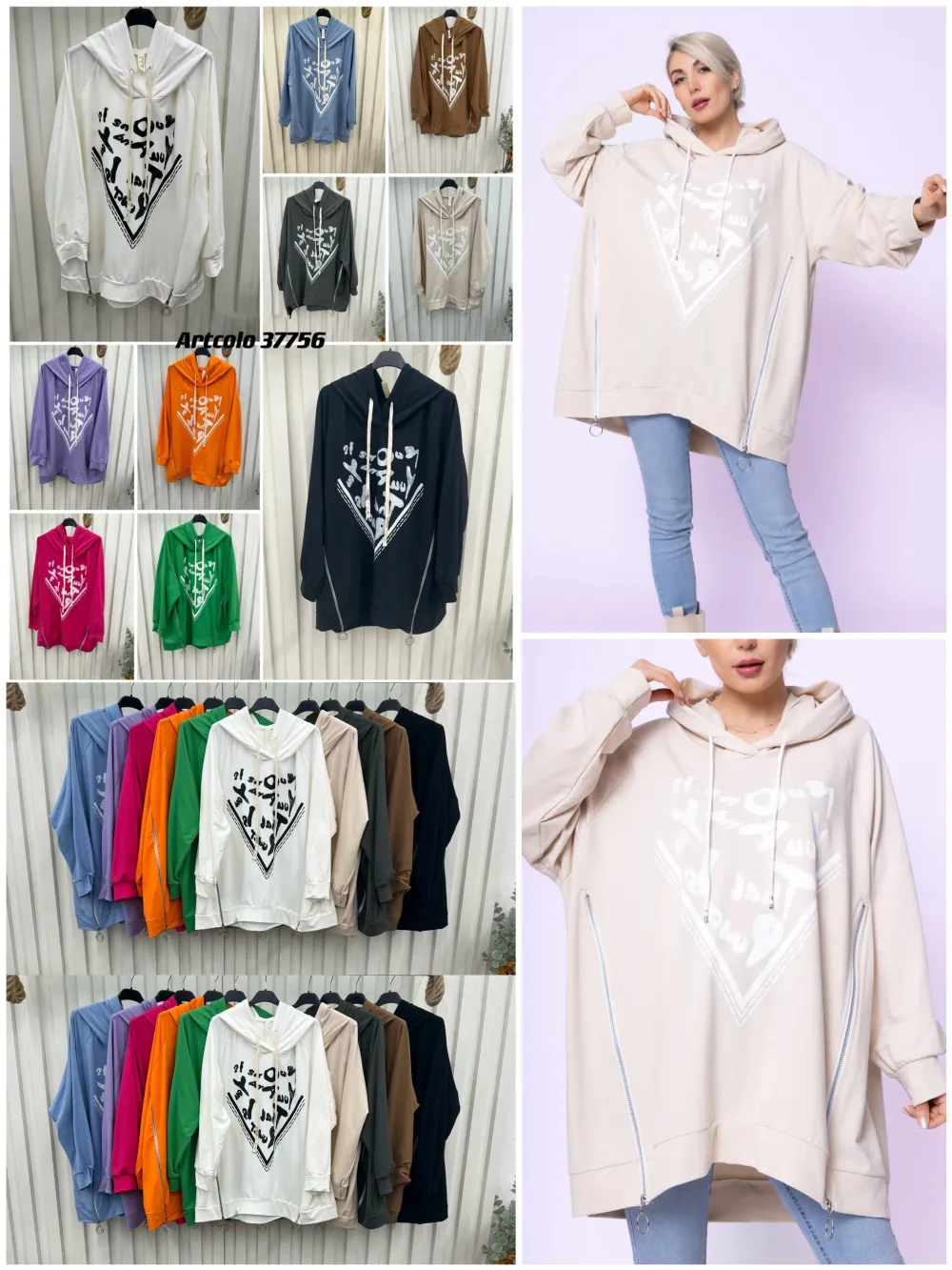 Mikina s kapucňou dlhý rukáv dámska (S/M/L ONE SIZE) TALIANSKA MÓDA IMPLI2637756