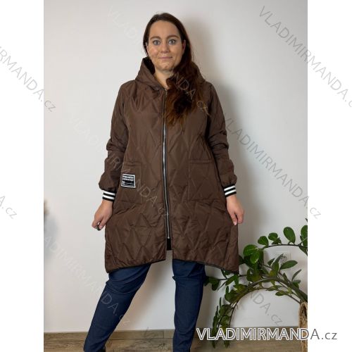 Bunda jesenná s kapucňou na zips dlhý rukáv dámska nadrozmer (52/54/56 ONE SIZE) TALIANSKA MÓDA IM425531