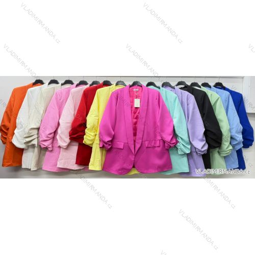 Sako elegantný dlhý rukáv dámske nadrozmer (40/42/44 ONE SIZE) TALIANSKA MÓDA IM426039