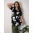 Šaty/tunika košeľová s opaskom krátky rukáv dámske FLOO (52/54/56 ONE SIZE) TALIANSKA MóDA IM3261112-2/DU  čierna