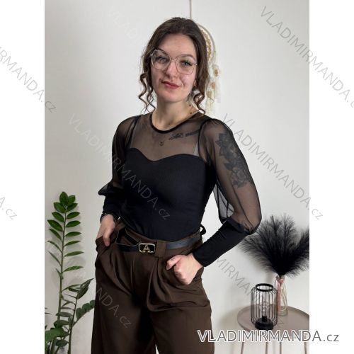 Body elegantný dlhý rukáv dámske (XS/S/M ONE SIZE) TALIANSKA MÓDA IMM25M44059