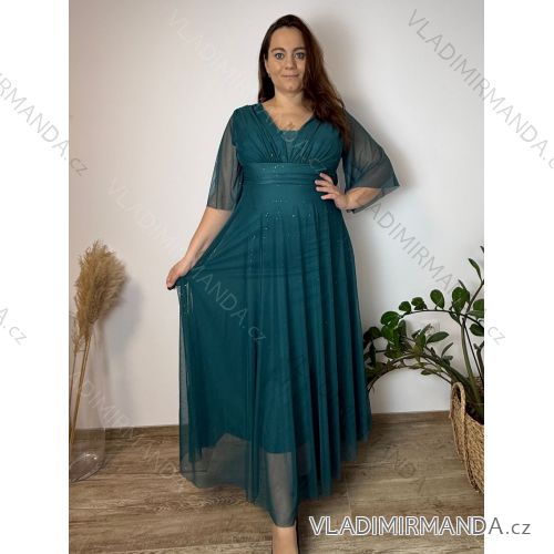 Šaty spoločenské dlhé elegantný dlhý rukáv dámske AMANDA (44/46/48 ONE SIZE) TALIANSKA MÓDA IMPSH2420033