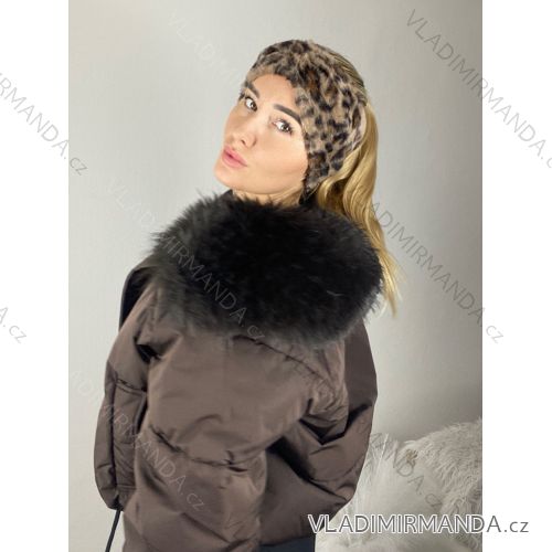 Čelenka zimná leopard dámska (ONE SIZE) BEST EMILIE  LIS25BD-355/DR ONE SIZE hnědá leopard