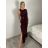 Šaty dlhé elegantné společenské dámske VANES (S/M/L ONE SIZE) TALIANSKA MÓDA IMPLU2627569/DUR S/M/L vínová