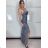 Šaty dlhé spoločenské elegantné trblietavé na ramienka dámske STAR (XS/S/M ONE SIZE) TALIANSKA MÓDA IMM25M29899/DUR XS/S/M čierna