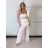 Šaty dlhé svatební společenské na ramienka dámske TEREZIA (S/M ONE SIZE) TALIANSKA MÓDA IMPMD2645638B/DUR S / M biela