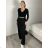 Nohavice elegantní s opaskom dámske (S/M/L ONE SIZE) TALIANSKA MÓDA IMSM26037/DUR S/M/L čierna