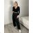 Nohavice elegantní s opaskom dámske (S/M/L ONE SIZE) TALIANSKA MÓDA IMSM26037/DUR S/M/L čierna