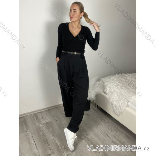 Nohavice elegantné s opaskom dámske (S/M/L ONE SIZE) TALIANSKA MÓDA IMSM26036