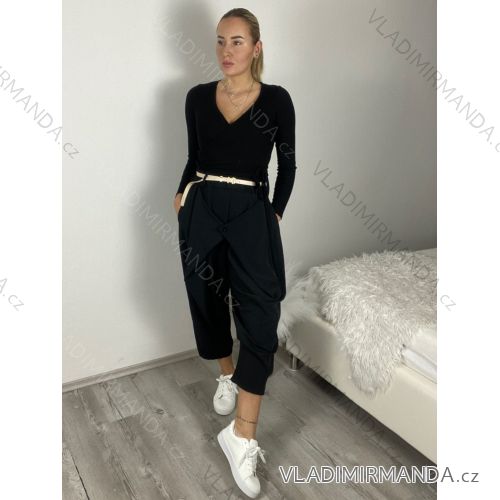 Nohavice elegantné s opaskom dámske (S/M/L ONE SIZE) TALIANSKA MÓDA IMSM261111