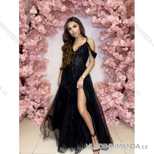 Šaty dlhé spoločenské flitrové na ramienka dámske ZYNJA (34-40) POLSKÁ MÓDA PMLPT26001-1