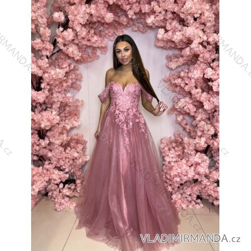 Šaty dlhé spoločenské na ramienka dámske LIMONCELLO (34-40) POLSKÁ MÓDA PMLPT26002-1