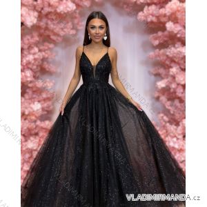 Šaty dlhé spoločenské krajkové na ramienka dámske TIRAMISU (34-40) POLSKÁ MÓDA PMLPT26003-3