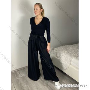 Nohavice elegantné s opaskom dámske (S/M/L ONE SIZE) TALIANSKA MÓDA IMSM261112/DUR