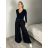 Nohavice elegantné s opaskom dámske (S/M/L ONE SIZE) TALIANSKA MÓDA IMSM261112/DUR S/M/L čierna