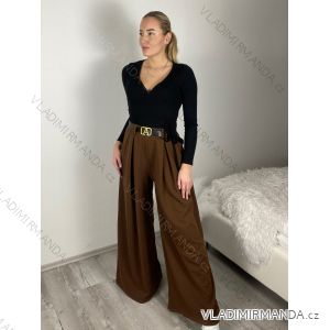 Nohavice elegantné s opaskom dámske (S/M/L ONE SIZE) TALIANSKA MÓDA IM425747