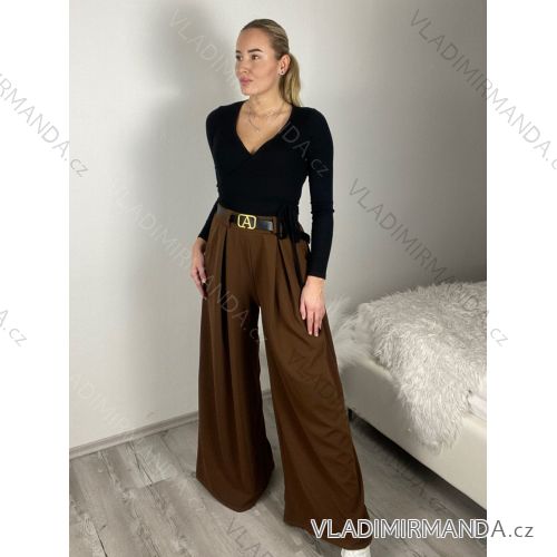 Nohavice elegantné s opaskom dámske (S/M/L ONE SIZE) TALIANSKA MÓDA IM425747
