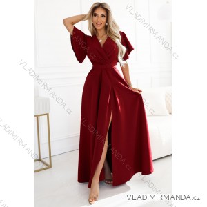 Dlhé šaty JENNIFER s rázporkom na nohaviciach, rukávmi a výstrihom (S-3XL) Poľská moda NMC-581-2/DUR