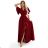 Dlhé šaty JENNIFER s rázporkom na nohaviciach, rukávmi a výstrihom (S-3XL) Poľská moda NMC-581-2/DUR 5XL vínová