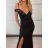 Šaty dlhé elegantní společenské na ramínka dámske (S/M/L ONE SIZE) TALIANSKA MÓDA IMPMD2639316/DUR S/M/L čierna