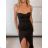 Šaty elegantní společenské na ramienka dámske SARA (S/M ONE SIZE) TALIANSKA MÓDA IMPMD2643093/DUR S / M čierna