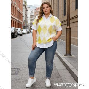 Sveter tenký krátky rukáv dámsky nadrozmer (54/56/58 ONE SIZE) TALIANSKA MÓDA IM426041