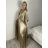 Šaty dlhé elegantné společenské s 3/4 rukávem  dámske (S/M/L ONE SIZE) TALIANSKA MÓDA IMHMS261111/DUR S/M/L zlatá
