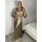 Šaty dlhé elegantné společenské s 3/4 rukávem  dámske (S/M/L ONE SIZE) TALIANSKA MÓDA IMHMS261111/DUR S/M/L zlatá