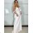 Šaty elegantné spoločenské dlhé bez rukávov dámske (S/M ONE SIZE) TALIANSKA MóDA IMM26XF-A333-S/DU L / XL biela