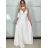 Šaty elegantné spoločenské dlhé bez rukávov dámske (S/M ONE SIZE) TALIANSKA MóDA IMM26XF-A333-S/DU L / XL biela