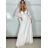 Šaty elegantné spoločenské dlhé bez rukávov dámske (S/M ONE SIZE) TALIANSKA MóDA IMM26XF-A333-S/DU L / XL biela
