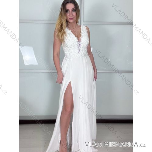 Šaty elegantné spoločenské dlhé bez rukávov dámske (S/M ONE SIZE) TALIANSKA MóDA IMM269069-S/DU