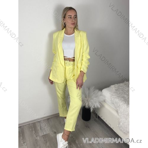 Komplet sako dlhý rukáv a kalhoty s páskem dámsky (S/M/L ONE SIZE) TALIANSKÁ MÓDA IMWCA261167