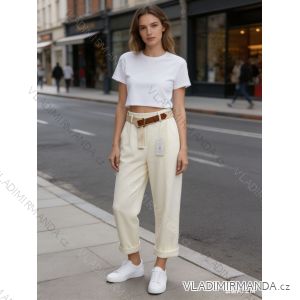 Nohavice outdoorové s opaskom trojštvrťové 3/4 krátke dámske nadrozmer (42/44/46 ONE SIZE) TALIANSKA MÓDA IM426049