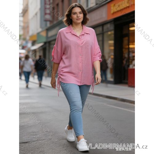 Košeľa klasik 3/4 dlhý rukáv dámska nadrozmer (54/56/58 ONE SIZE) TALIANSKA MÓDA IM426050