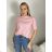 Sveter úpletový krátký rukáv dámsky (S/M/L ONE SIZE) TALIANSKA MÓDA IMSM261114/DUR S/M/L růžová světlá