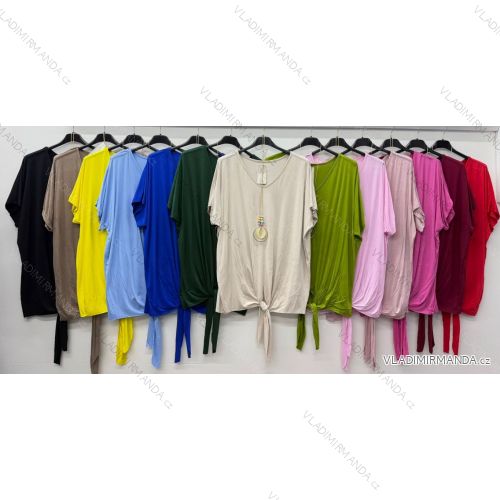 Tunika s príveskom krátky rukáv dámska nadrozmer (54/56/58 ONE SIZE) TALIANSKA MÓDA IM426066