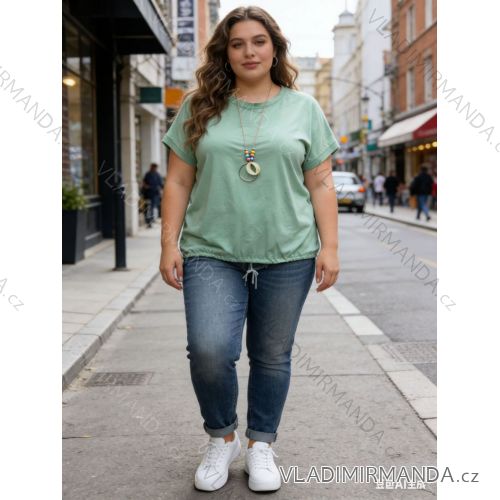 Tričko sťahovacie s príveskom krátky rukáv dámske nadrozmer (54/56/58 ONE SIZE) TALIANSKA MÓDA IM426069