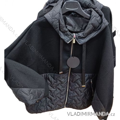 Bunda slabá s kapucňou dlhý rukáv dámska nadrozmer (42/44/46 ONE SIZE) TALIANSKA MÓDA IMSM26053