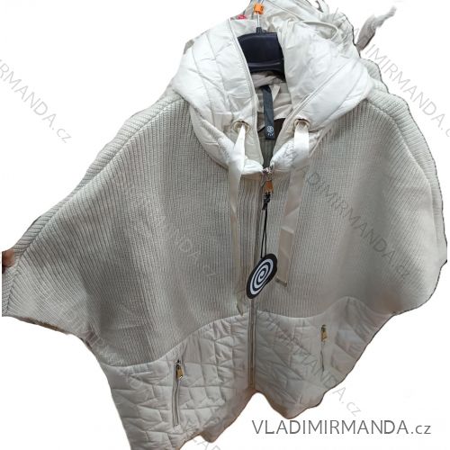 Bunda slabá s kapucňou dlhý rukáv dámska nadrozmer (42/44/46 ONE SIZE) TALIANSKA MÓDA IMSM26054