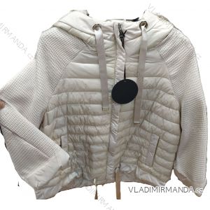 Bunda slabá šusťáková s kapucňou dlhý rukáv dámska nadrozmer (42/44/46 ONE SIZE) TALIANSKA MÓDA IMSM26055