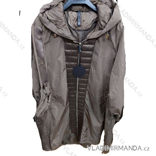 Bunda predĺžená šusťáková s kapucňou dlhý rukáv dámska nadrozmer (42/44/46 ONE SIZE) TALIANSKA MÓDA IMSM26057