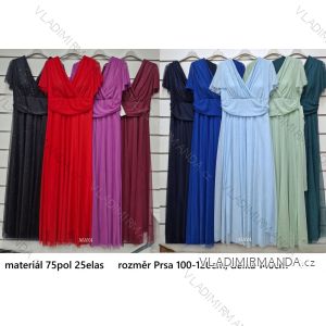 Šaty společenské dlhé dlhý rukáv dámske nadrozmer ELIEN (42/44/46 ONE SIZE) TALIANSKA MÓDA IMWMY251287/DUR